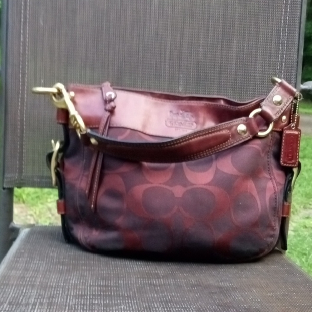 Coach Maroon Signature Shoulder Bag